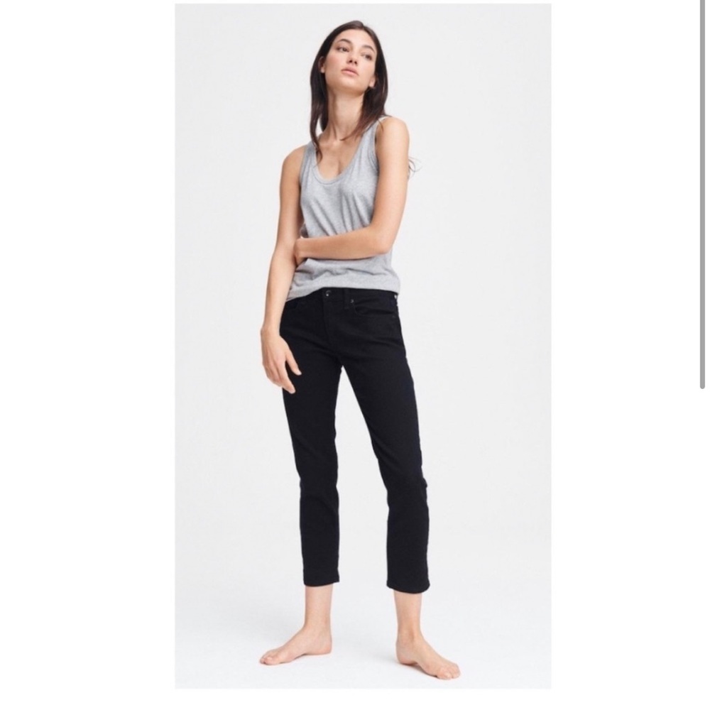 Rag & Bone Dre Low Rise Slim Boyfriend Jeans in Black. - Picture 2 of 10